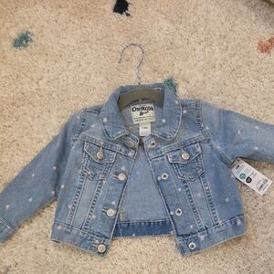 OshKosh B'gosh Light Blue Jean Jacket with Pink Dots